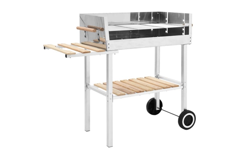 Kolgrill XXL rostfritt stål med 2 hyllor - Silver - Trädgård & spabad - Grillar & matlagning utomhus - Kolgrillar