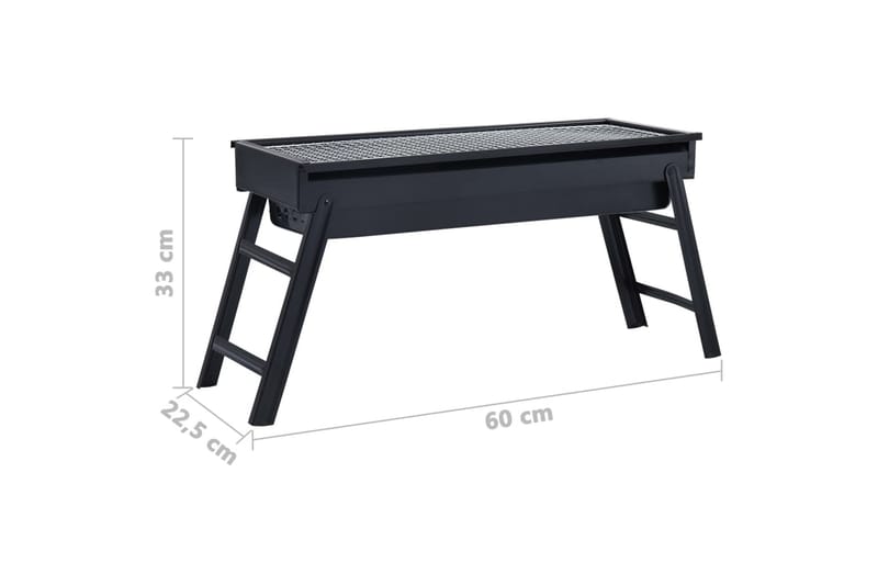 Portabel campinggrill stål 60x22,5x33 cm - Svart - Trädgård & spabad - Grillar & matlagning utomhus - Kolgrillar