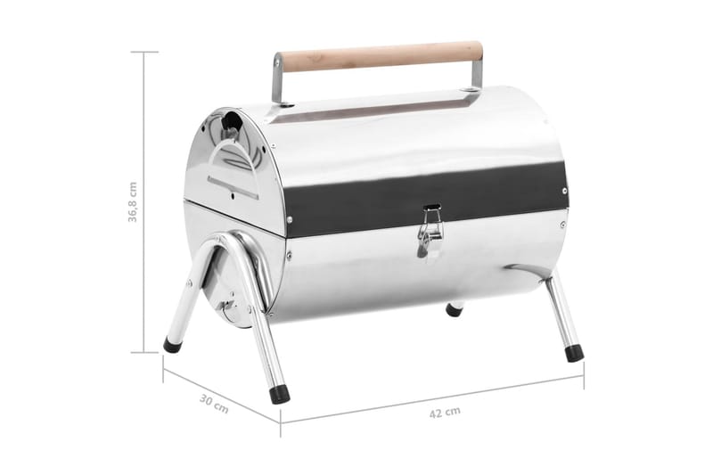 Portabel kolgrill dubbel rostfritt stål - Silver - Trädgård & spabad - Grillar & matlagning utomhus - Kolgrillar