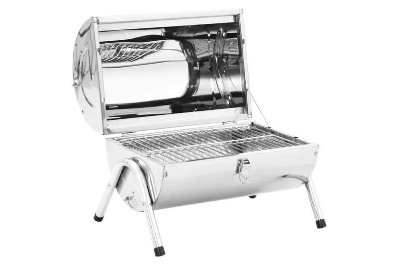 Portabel kolgrill dubbel rostfritt stål - Silver - Trädgård & spabad - Grillar & matlagning utomhus - Kolgrillar