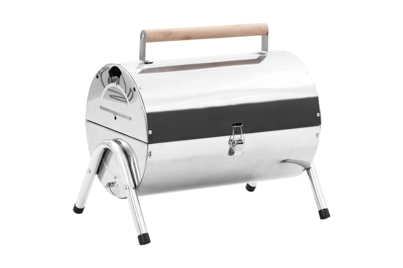 Portabel kolgrill dubbel rostfritt stål - Silver - Trädgård & spabad - Grillar & matlagning utomhus - Kolgrillar