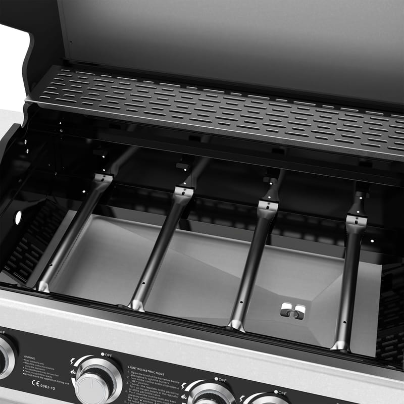 Rostfri gasolgrill med sidobrännare | Lock med glasfönster | Kansas - Trädgård & spabad - Grillar & matlagning utomhus - Gasolgrill