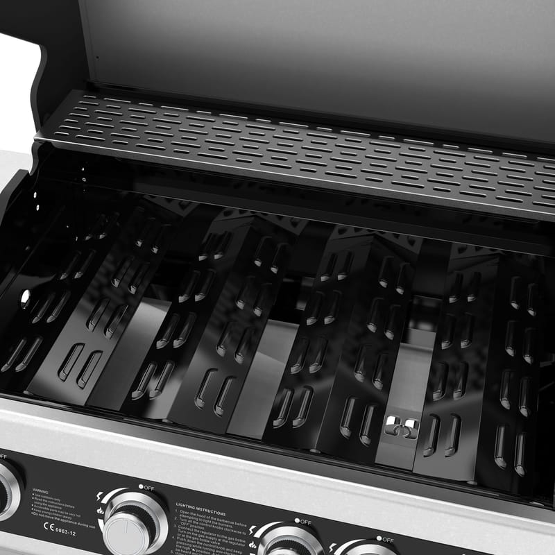 Rostfri gasolgrill med sidobrännare | Lock med glasfönster | Kansas - Trädgård & spabad - Grillar & matlagning utomhus - Gasolgrill