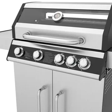 Rostfri gasolgrill med sidobrännare | Lock med glasfönster | Kansas - Trädgård & spabad - Grillar & matlagning utomhus - Gasolgrill