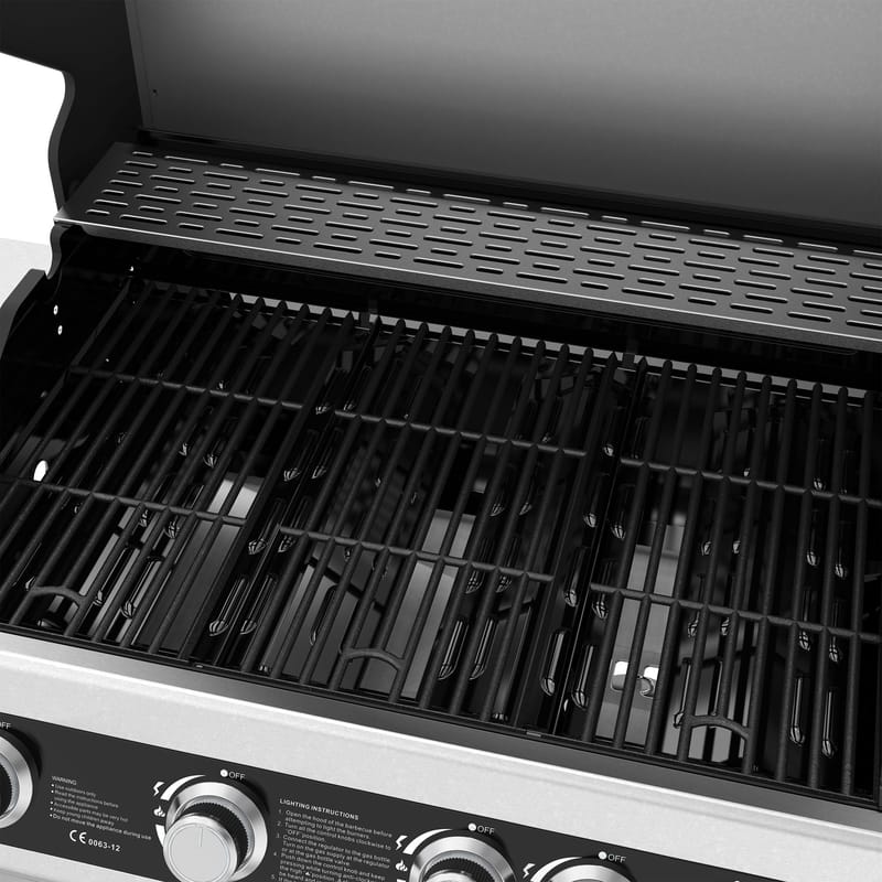 Rostfri gasolgrill med sidobrännare | Lock med glasfönster | Kansas - Trädgård & spabad - Grillar & matlagning utomhus - Gasolgrill