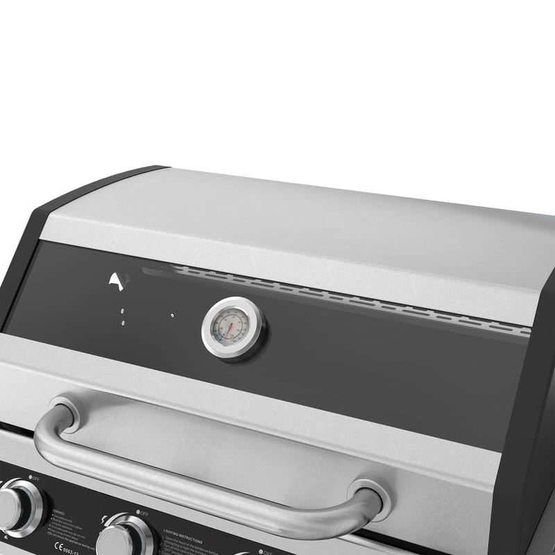 Rostfri gasolgrill med sidobrännare | Lock med glasfönster | Kansas - Trädgård & spabad - Grillar & matlagning utomhus - Gasolgrill