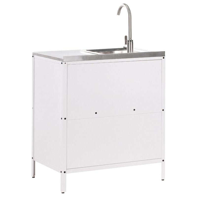 2-delat utekök med vask 2 dörrar Vilama - Vit, Silver - Trädgård & spabad - Grillar & matlagning utomhus - Utekök - Färdiga utekök