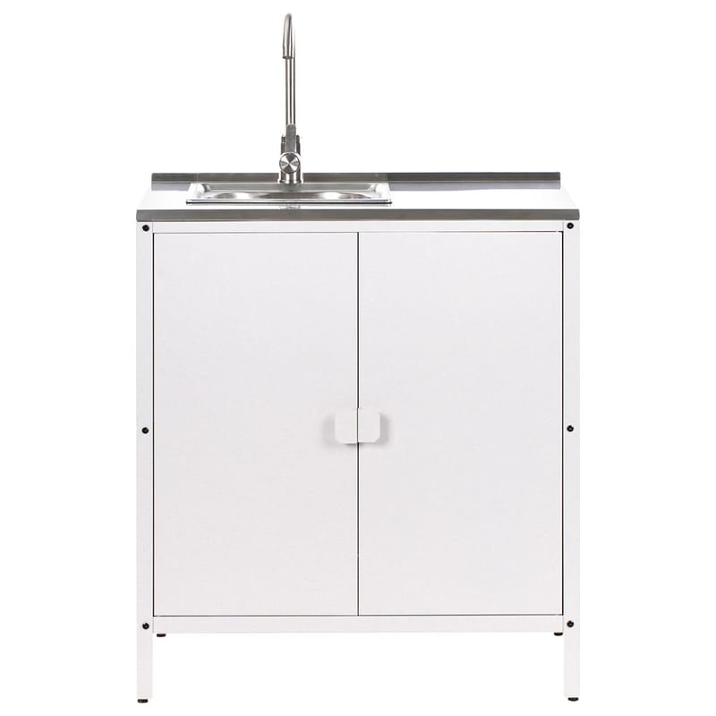 2-delat utekök med vask 4 dörrar Vilama - Vit, Silver - Trädgård & spabad - Grillar & matlagning utomhus - Utekök - Färdiga utekök