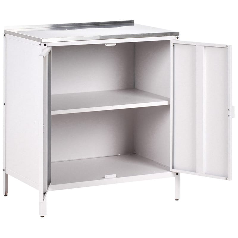 2-delat utekök med vask 4 dörrar Vilama - Vit, Silver - Trädgård & spabad - Grillar & matlagning utomhus - Utekök - Färdiga utekök