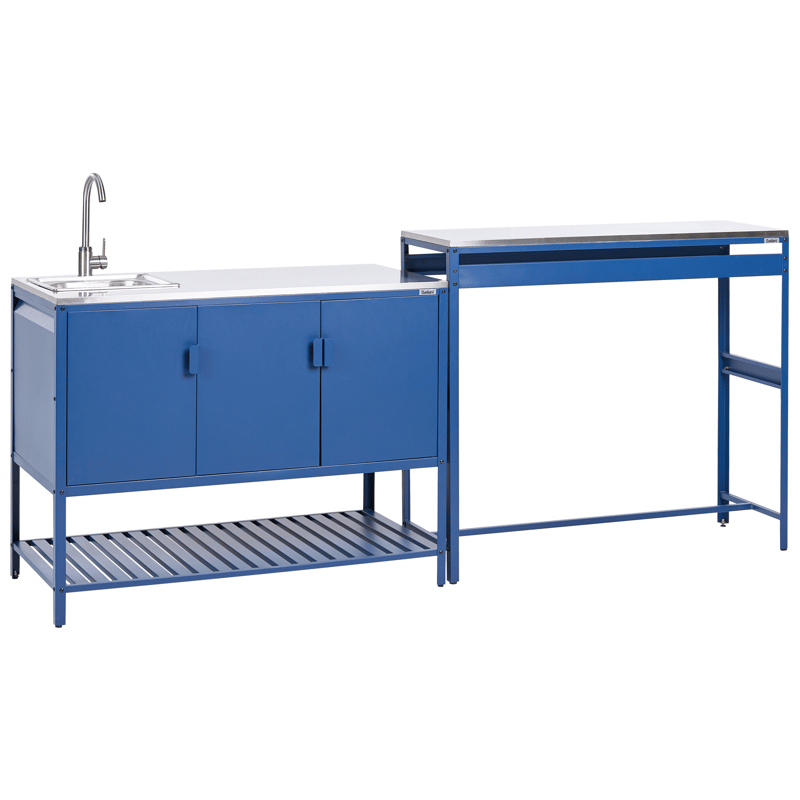 2-Delat Utekök med Vask Maenza Stål - Blå/Silver - Trädgård & spabad - Grillar & matlagning utomhus - Utekök - Färdiga utekök