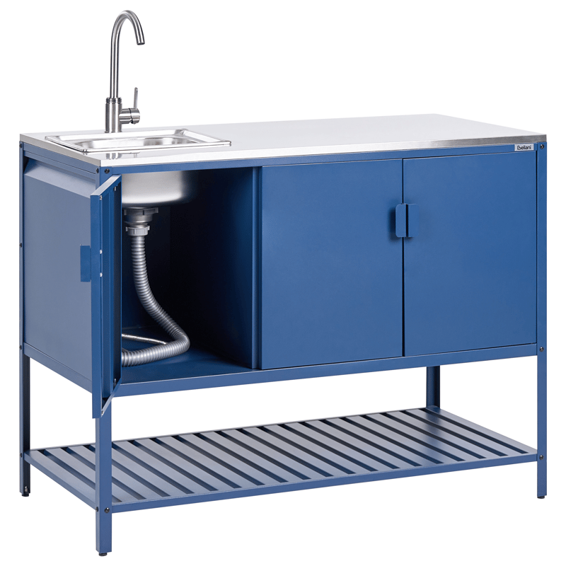 2-Delat Utekök med Vask Maenza Stål - Blå/Silver - Trädgård & spabad - Grillar & matlagning utomhus - Utekök - Färdiga utekök