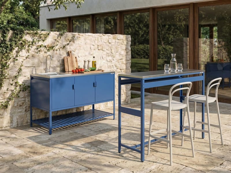 2-Delat Utekök med Vask Maenza Stål - Blå/Silver - Trädgård & spabad - Grillar & matlagning utomhus - Utekök - Färdiga utekök