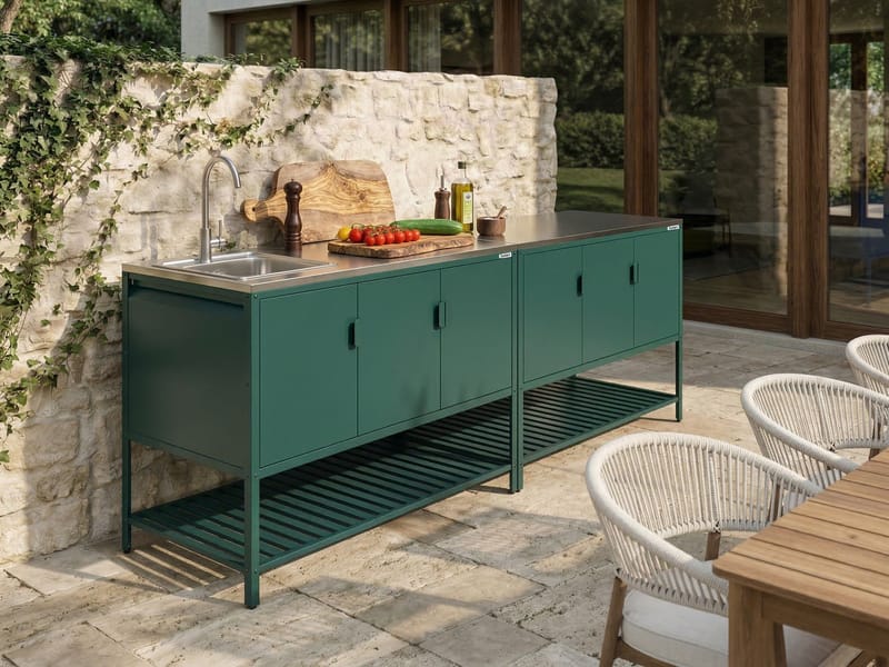 2-Delat Utekök med Vask Maenza Stål - Grön/Svart - Trädgård & spabad - Grillar & matlagning utomhus - Utekök - Färdiga utekök