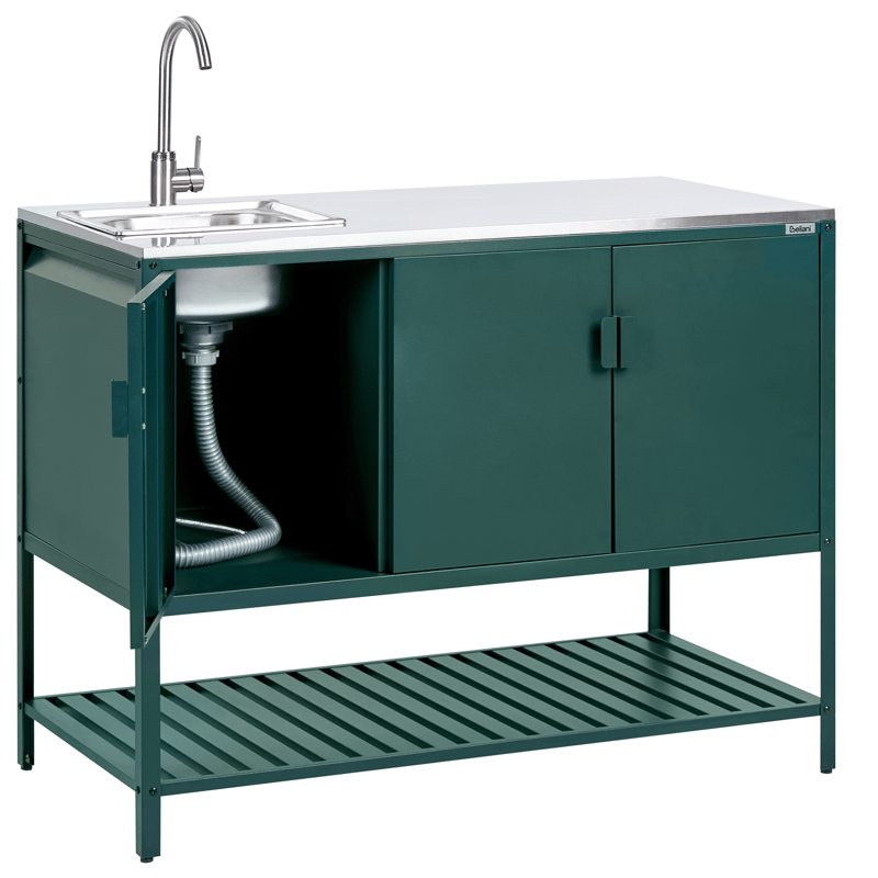 2-Delat Utekök med Vask Maenza Stål - Grön/Svart - Trädgård & spabad - Grillar & matlagning utomhus - Utekök - Färdiga utekök