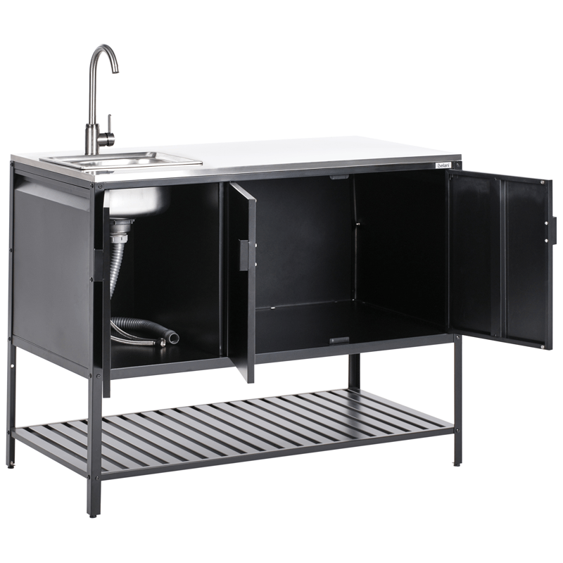 2-Delat Utekök med Vask Maenza Stål - Svart - Trädgård & spabad - Grillar & matlagning utomhus - Utekök - Färdiga utekök