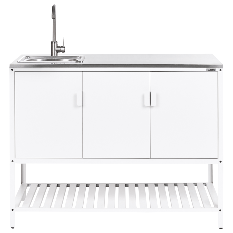 2-Delat Utekök med Vask Maenza Stål - Vit/Svart - Trädgård & spabad - Grillar & matlagning utomhus - Utekök - Färdiga utekök