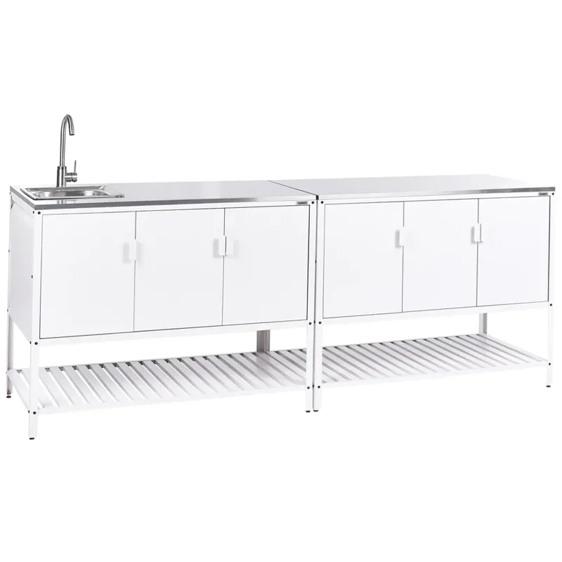 2-Delat Utekök med Vask Maenza Stål, Vit/Svart