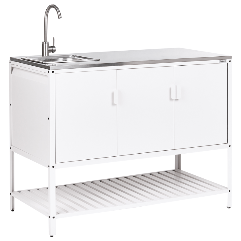 2-Delat Utekök med Vask Maenza - Vit/Svart - Trädgård & spabad - Grillar & matlagning utomhus - Utekök - Färdiga utekök