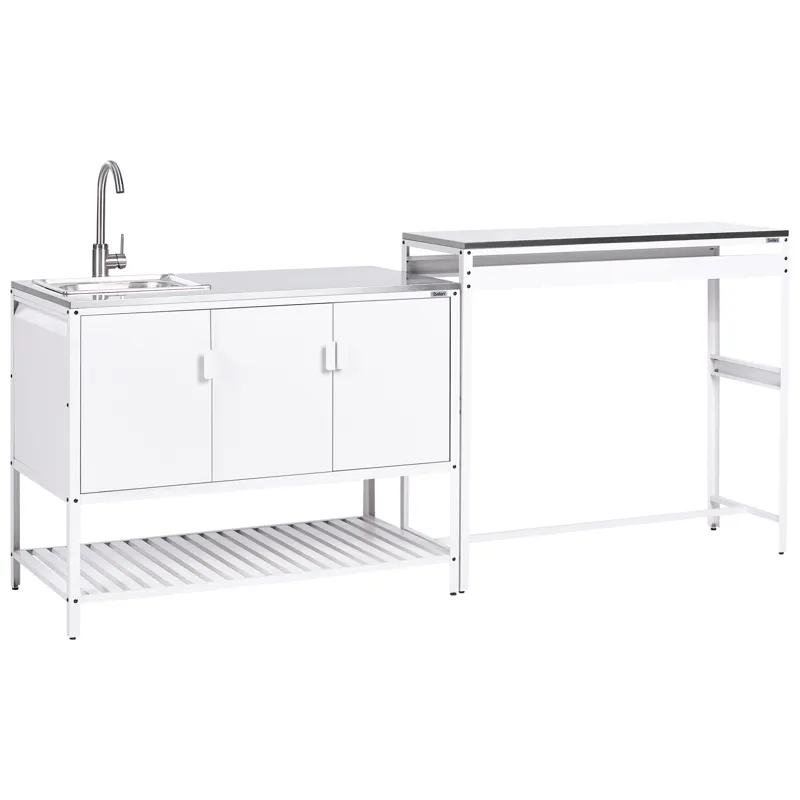 2-Delat Utekök med Vask Maenza, Vit/Svart