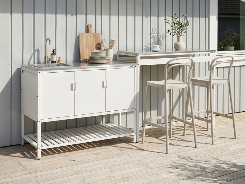 2-Delat Utekök med Vask Maenza - Vit/Svart - Trädgård & spabad - Grillar & matlagning utomhus - Utekök - Färdiga utekök