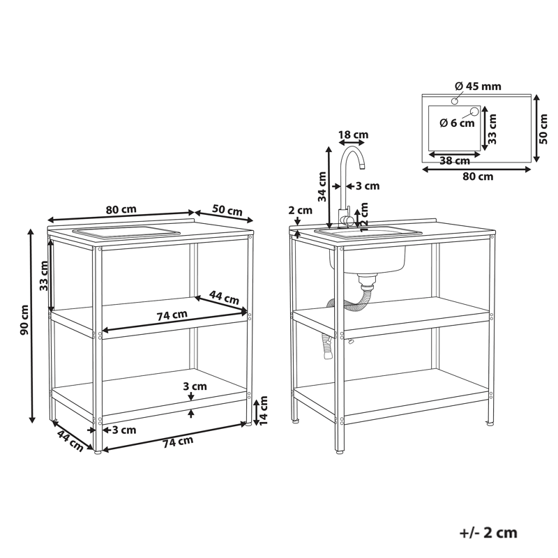 2-Delat Utekök med Vask Vilama Stål - Röd/Silver - Trädgård & spabad - Grillar & matlagning utomhus - Utekök - Färdiga utekök