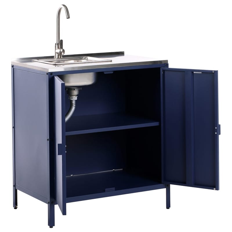 3-delat utekök med vask 4 dörrar Vilama - Blå, Silver - Trädgård & spabad - Grillar & matlagning utomhus - Utekök - Färdiga utekök