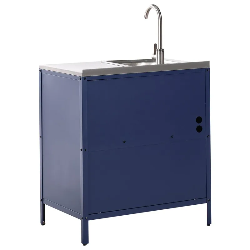 3-delat utekök med vask 4 dörrar Vilama - Blå, Silver - Trädgård & spabad - Grillar & matlagning utomhus - Utekök - Färdiga utekök