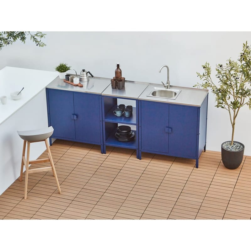 3-delat utekök med vask 4 dörrar Vilama - Blå, Silver - Trädgård & spabad - Grillar & matlagning utomhus - Utekök - Färdiga utekök