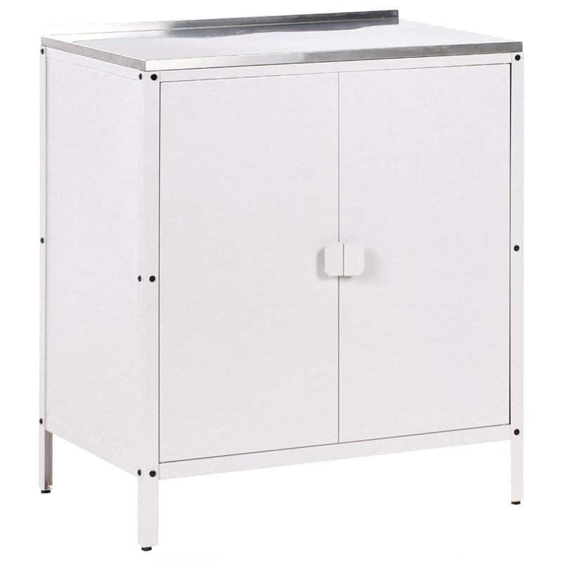 3-delat utekök med vask 4 dörrar Vilama - Vit, Silver - Trädgård & spabad - Grillar & matlagning utomhus - Utekök - Färdiga utekök