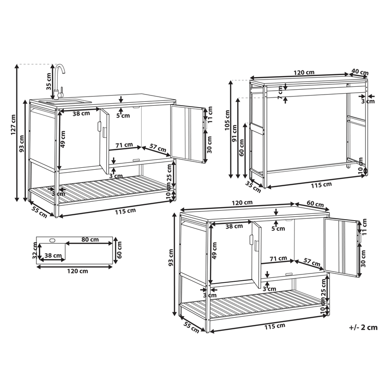 3-Delat Utekök med Vask Maenza Stål - Blå/Silver - Trädgård & spabad - Grillar & matlagning utomhus - Utekök - Färdiga utekök