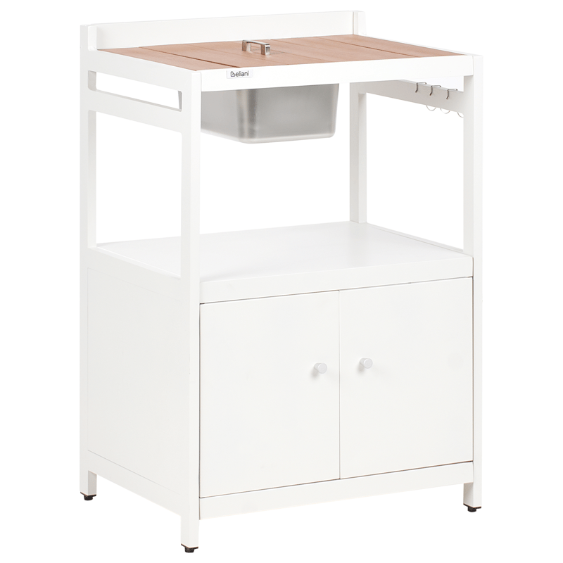 3-Delat Utekök med Vask Ortisei Aluminum - Vit/Brun - Trädgård & spabad - Grillar & matlagning utomhus - Utekök - Färdiga utekök