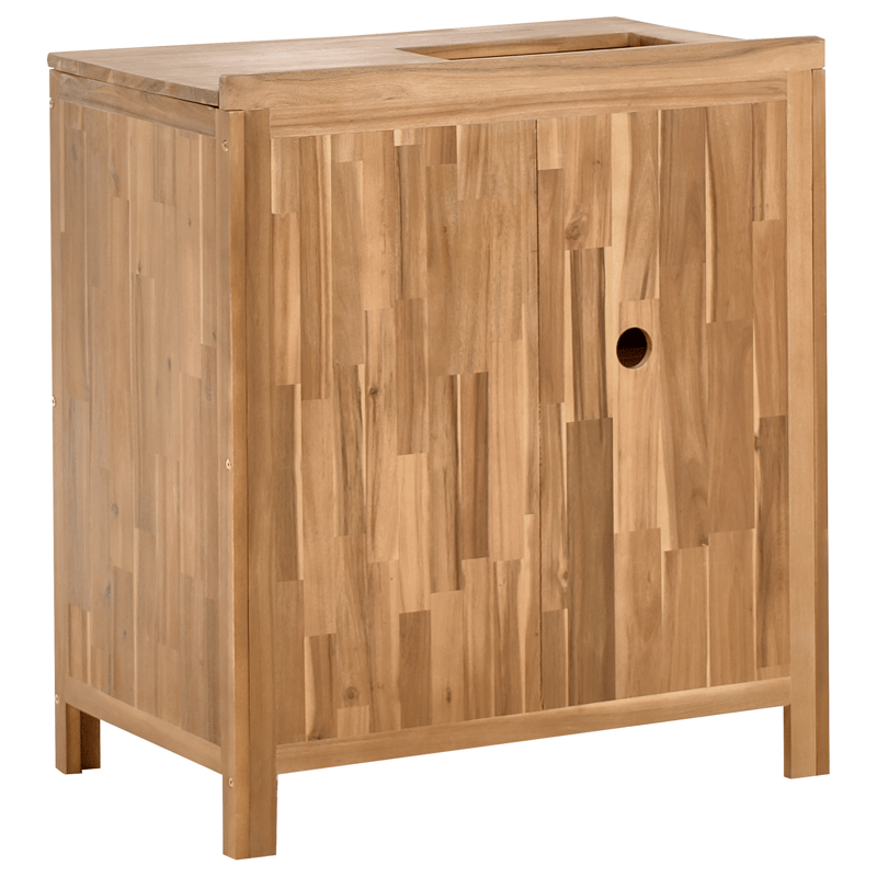 3-Delat Utekök med Vask Venosa Akaciaträ - Brun/Silver - Trädgård & spabad - Grillar & matlagning utomhus - Utekök - Färdiga utekök