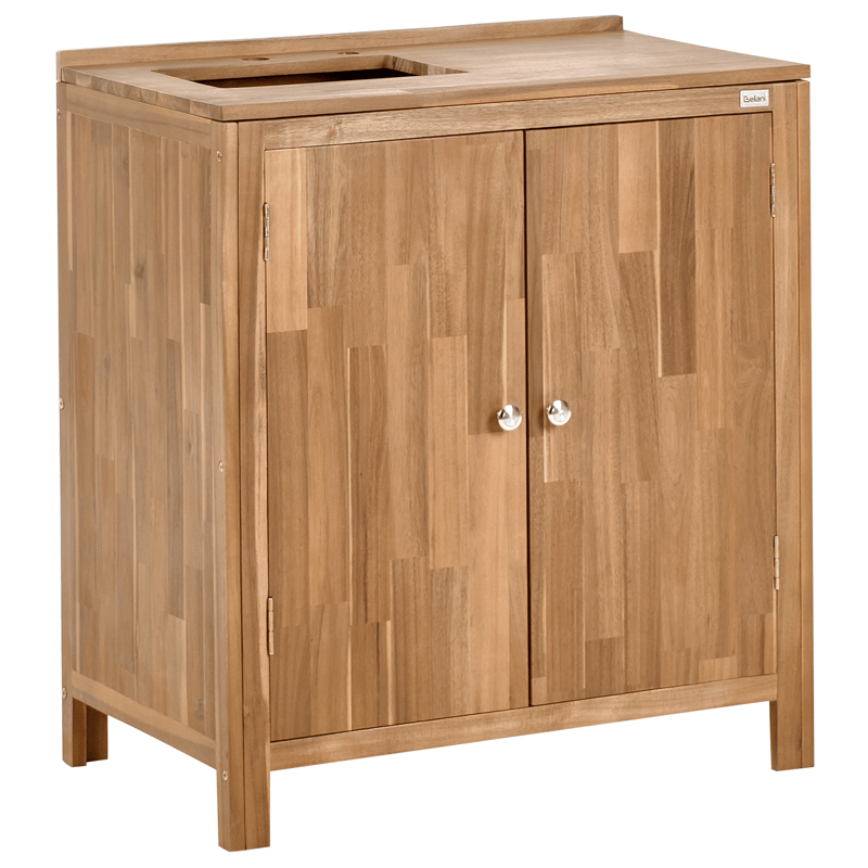 3-Delat Utekök med Vask Venosa Akaciaträ - Brun/Silver/Svart - Trädgård & spabad - Grillar & matlagning utomhus - Utekök - Färdiga utekök