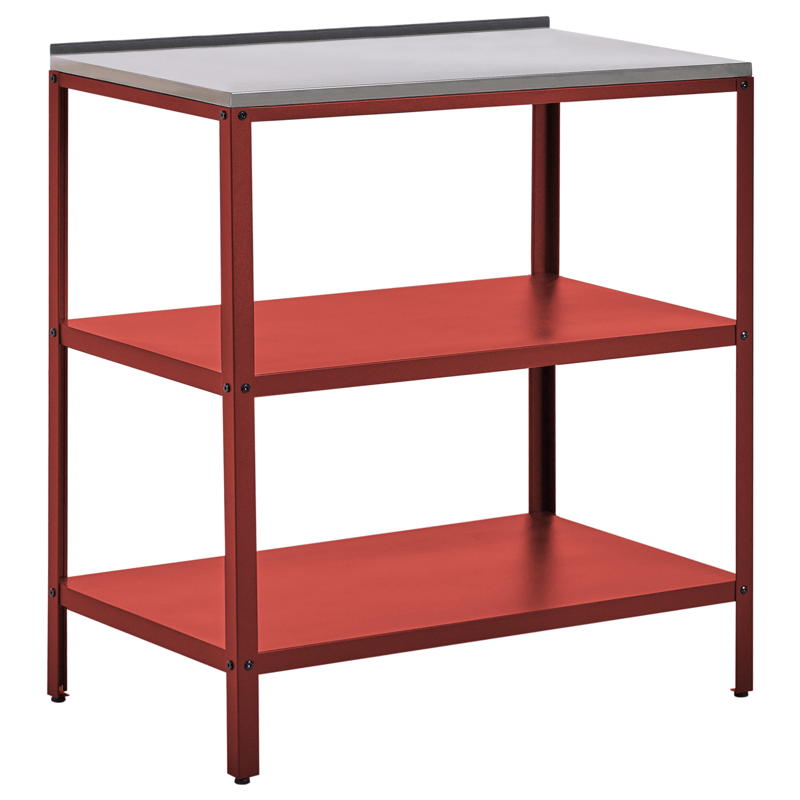 3-Delat Utekök med Vask Vilama Stål - Röd/Silver - Trädgård & spabad - Grillar & matlagning utomhus - Utekök - Färdiga utekök