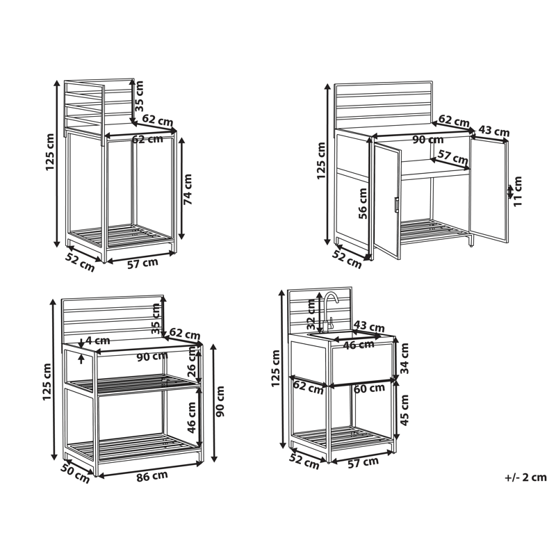 4-Delat Utekök med Vask Mirador Konstrotting - Grå/Beige - Trädgård & spabad - Grillar & matlagning utomhus - Utekök - Färdiga utekök