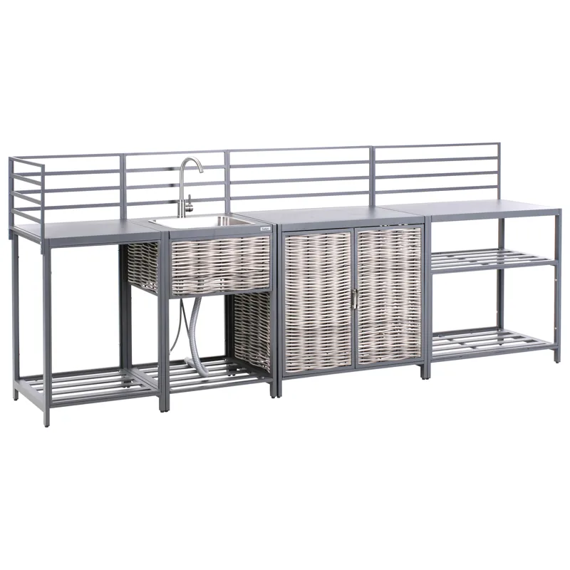 4-Delat Utekök med Vask Mirador Konstrotting, Grå/Beige