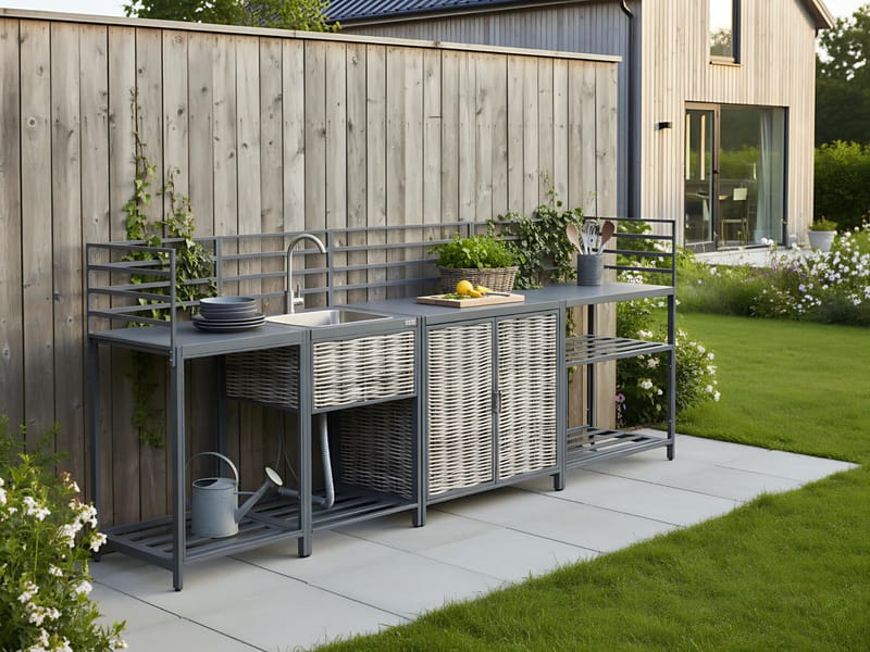 4-Delat Utekök med Vask Mirador Konstrotting - Grå/Beige - Trädgård & spabad - Grillar & matlagning utomhus - Utekök - Färdiga utekök