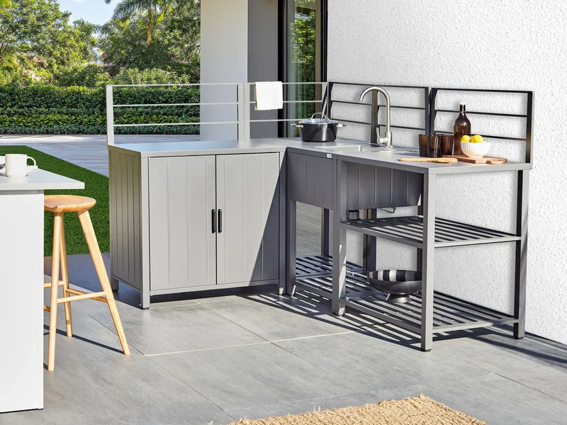 4-Delat Utekök med Vask Viggiano - Grå - Trädgård & spabad - Grillar & matlagning utomhus - Utekök - Färdiga utekök