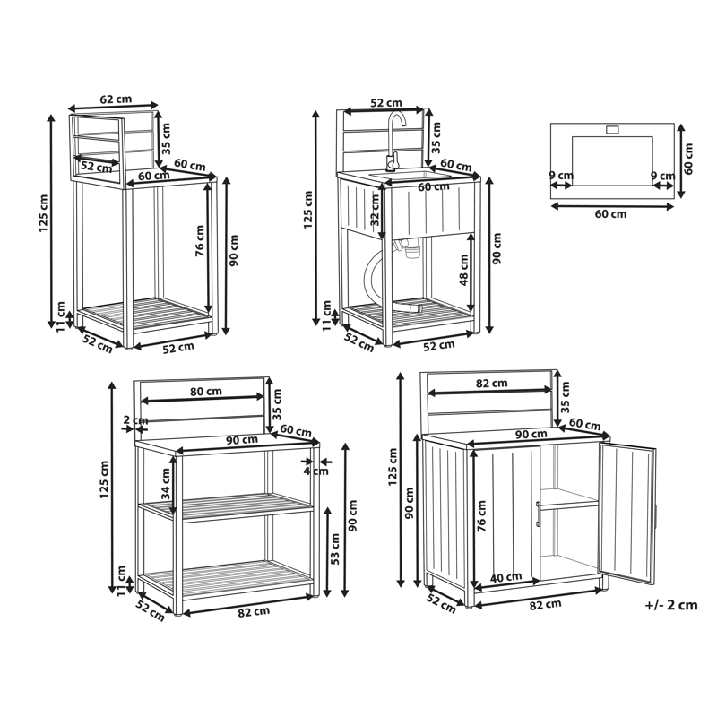 4-Delat Utekök med Vask Viggiano - Grå - Trädgård & spabad - Grillar & matlagning utomhus - Utekök - Färdiga utekök