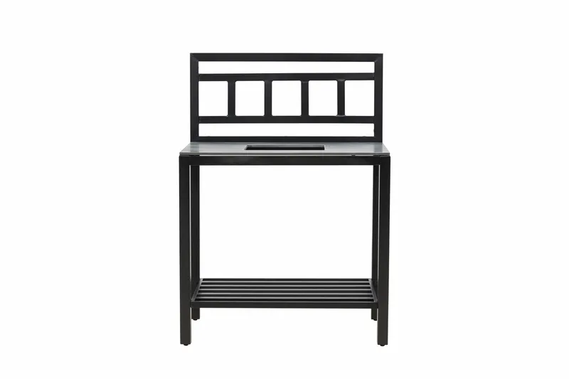 Alicante garden kitchen table with hole black/fiber concrete, Svart