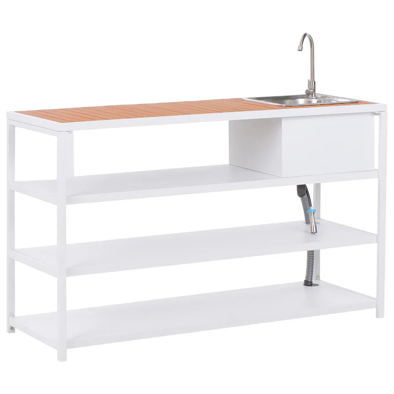 Köksö med Vask För Utomhusbruk Avetrana, Vit/Brun