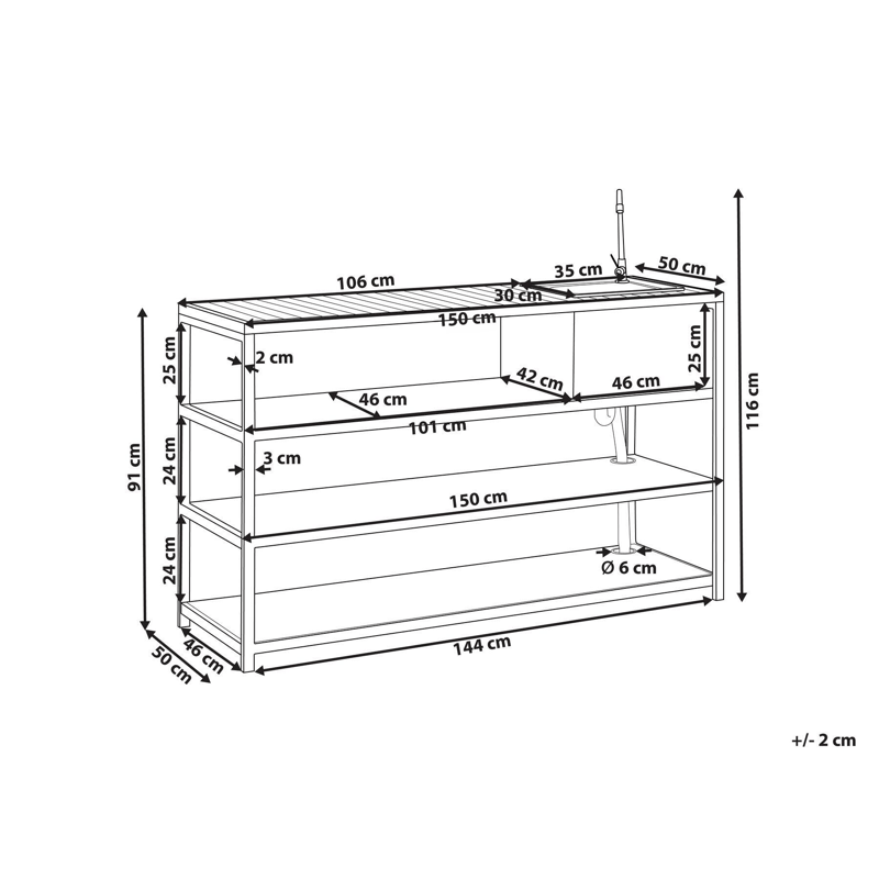 Köksö med Vask För Utomhusbruk Avetrana - Vit/Brun - Trädgård & spabad - Grillar & matlagning utomhus - Utekök - Färdiga utekök