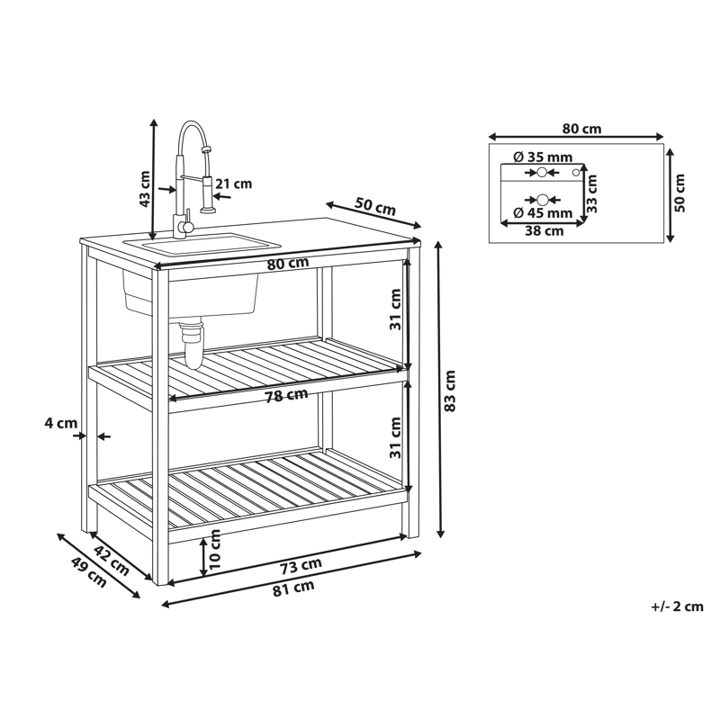 Köksö med Vask För Utomhusbruk Brucoli Akaciaträ - Brun/Grå/Svart/Silver - Trädgård & spabad - Grillar & matlagning utomhus - Utekök - Färdiga utekök