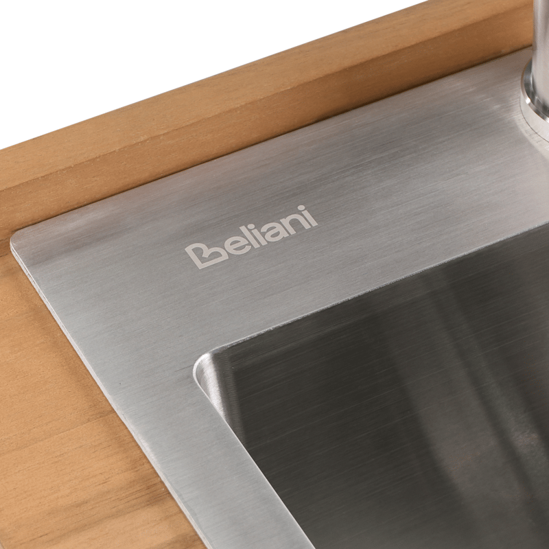 Köksö med Vask För Utomhusbruk Ivrea Akaciaträ - Brun/Grå/Silver - Trädgård & spabad - Grillar & matlagning utomhus - Utekök - Färdiga utekök