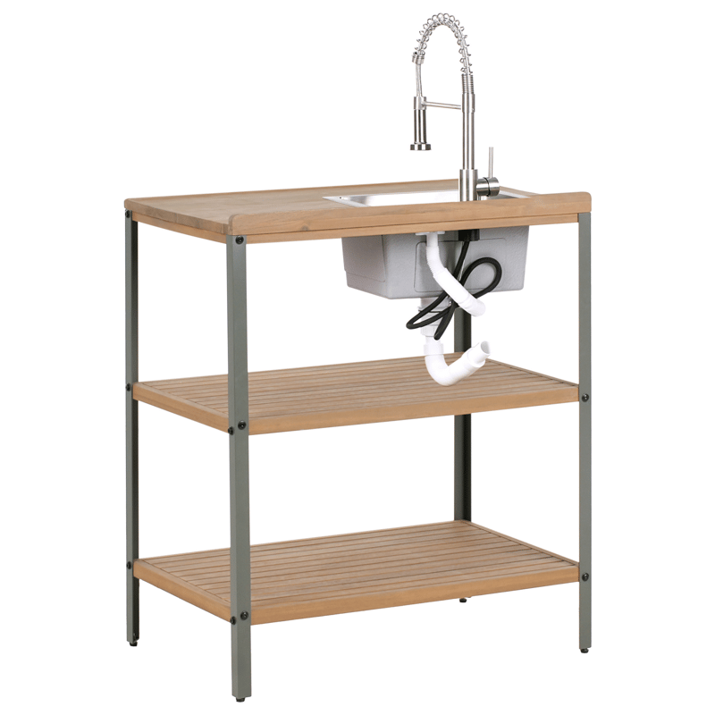 Köksö med Vask För Utomhusbruk Ivrea Akaciaträ - Brun/Grå/Silver - Trädgård & spabad - Grillar & matlagning utomhus - Utekök - Färdiga utekök
