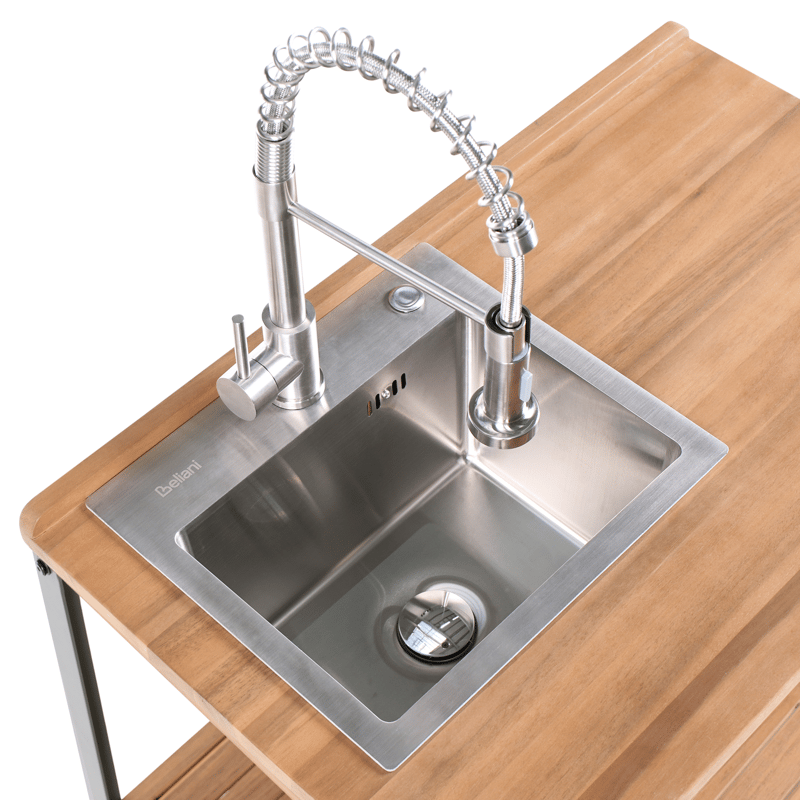 Köksö med Vask För Utomhusbruk Ivrea Akaciaträ - Brun/Grå/Silver - Trädgård & spabad - Grillar & matlagning utomhus - Utekök - Färdiga utekök