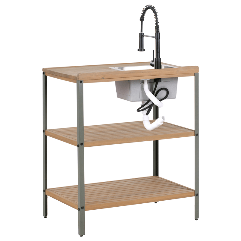 Köksö med Vask För Utomhusbruk Ivrea Akaciaträ - Brun/Grå/Svart - Trädgård & spabad - Grillar & matlagning utomhus - Utekök - Färdiga utekök