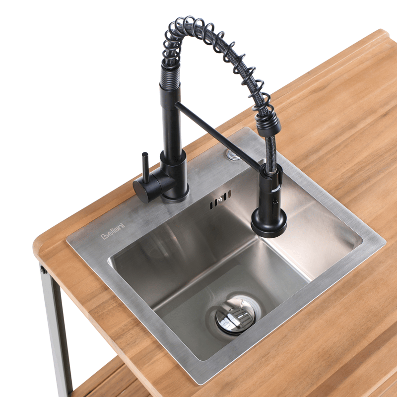 Köksö med Vask För Utomhusbruk Ivrea Akaciaträ - Brun/Grå/Svart - Trädgård & spabad - Grillar & matlagning utomhus - Utekök - Färdiga utekök