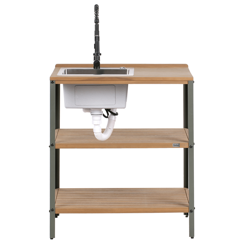 Köksö med Vask För Utomhusbruk Ivrea Akaciaträ - Brun/Grå/Svart - Trädgård & spabad - Grillar & matlagning utomhus - Utekök - Färdiga utekök