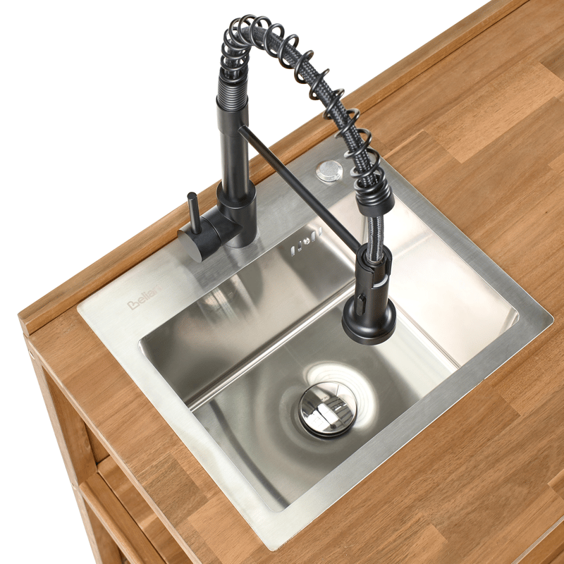 Köksö med Vask För Utomhusbruk Venosa Akaciaträ Brun/ - Brun/Svart - Trädgård & spabad - Grillar & matlagning utomhus - Utekök - Färdiga utekök